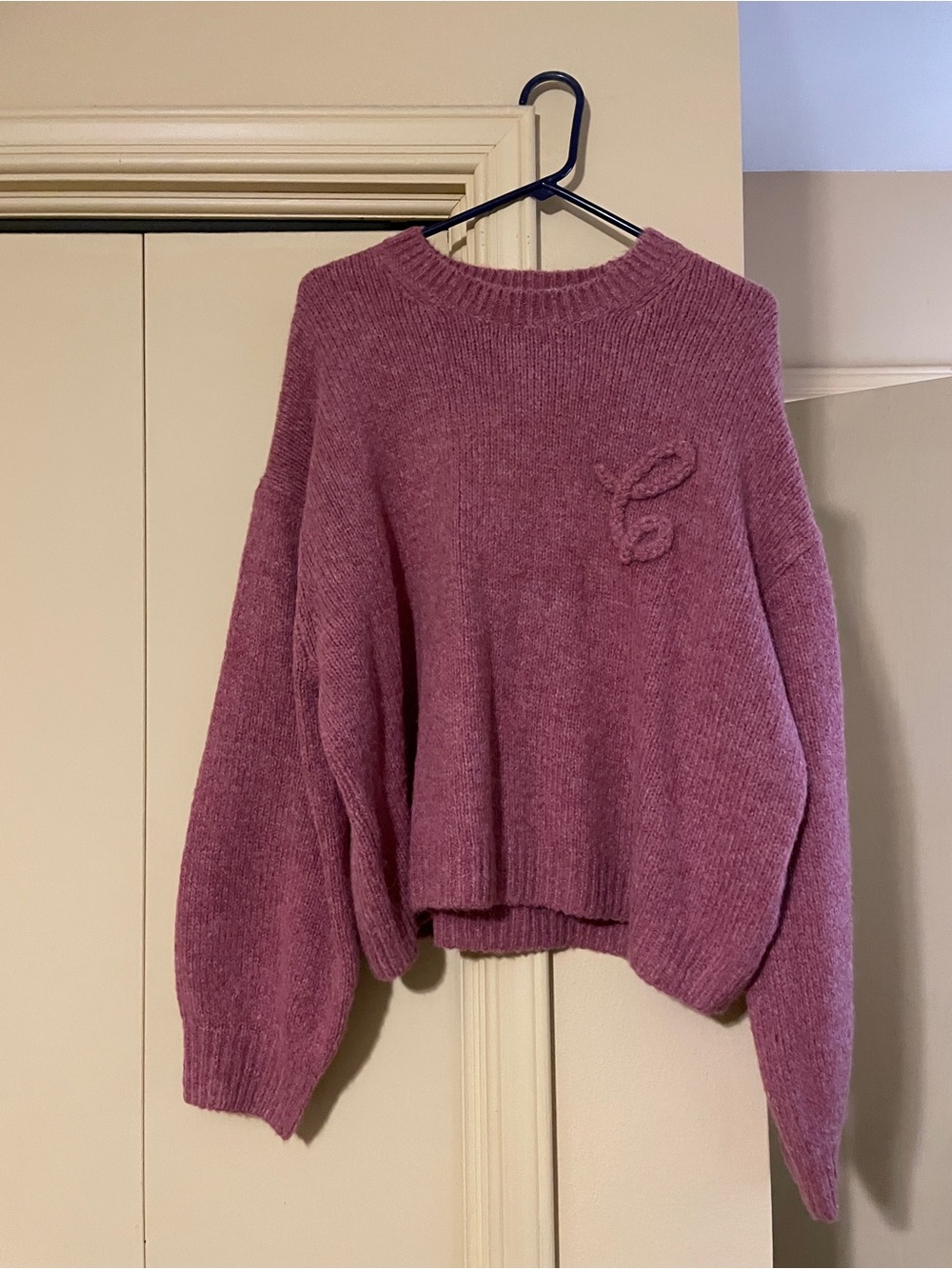 Coach Mauve Crewneck Sweater with Embroidered Logo